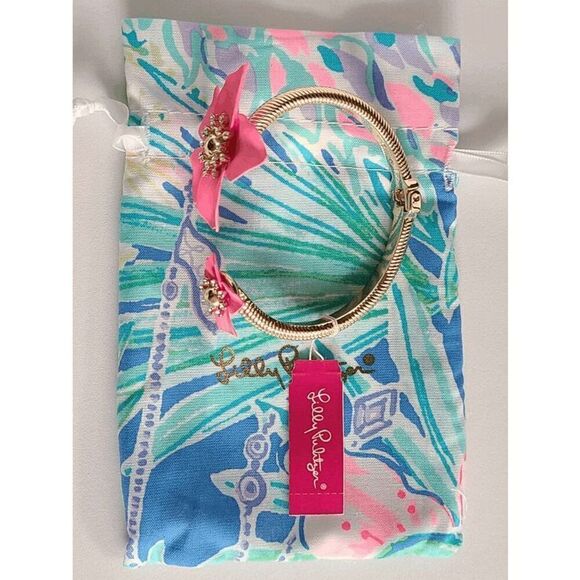 🌺 LILLY PULITZER Oversized Orchid Flower Roxie Pink Bracelet NEW WITH GIFT BAG - Picture 13 of 15